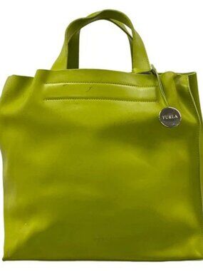 FURLA Light Green Leather Tote Bag